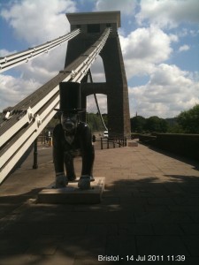 The Brunel Gorilla on Clifton Suspension Bridge in Bristol 