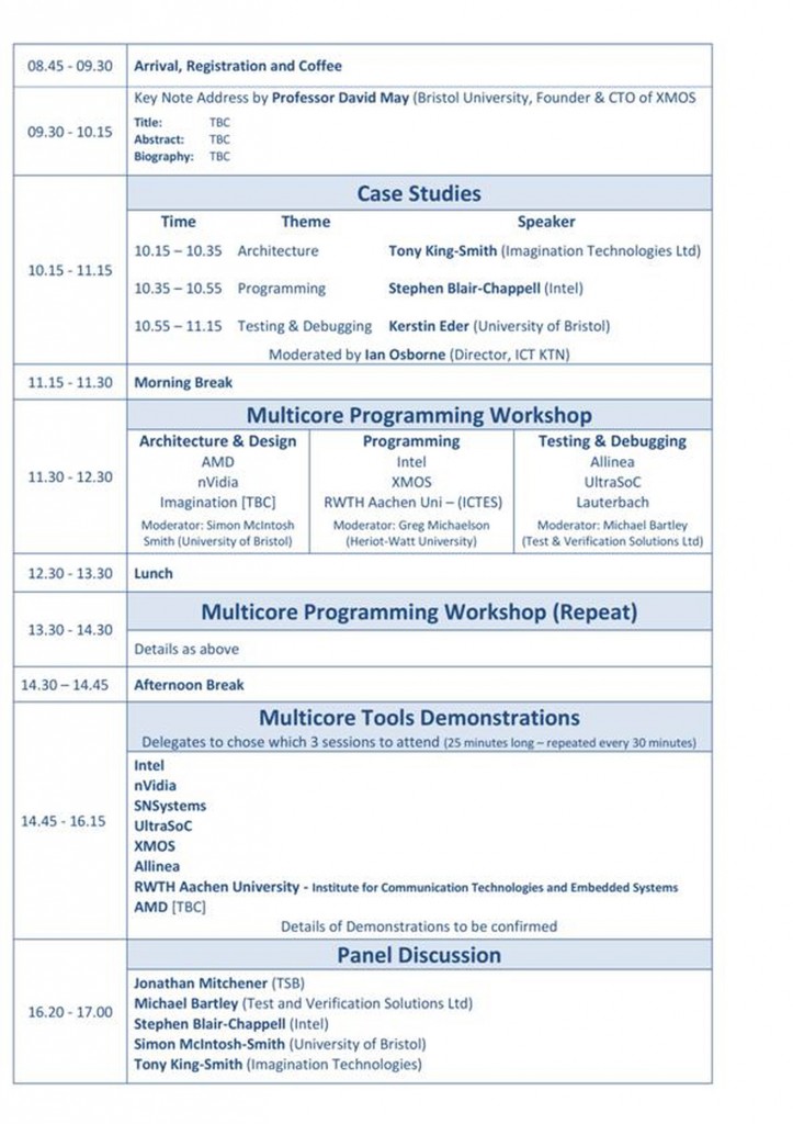 Multicore Challenge Conference 2012 Agenda