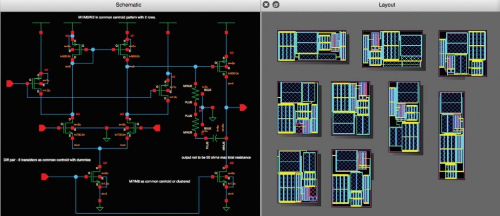 From schematic to multiple layouts in Animate - screenshots