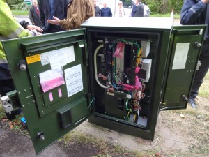 Twelve fibres are terminated in this cabinet in Claverton for broadband access